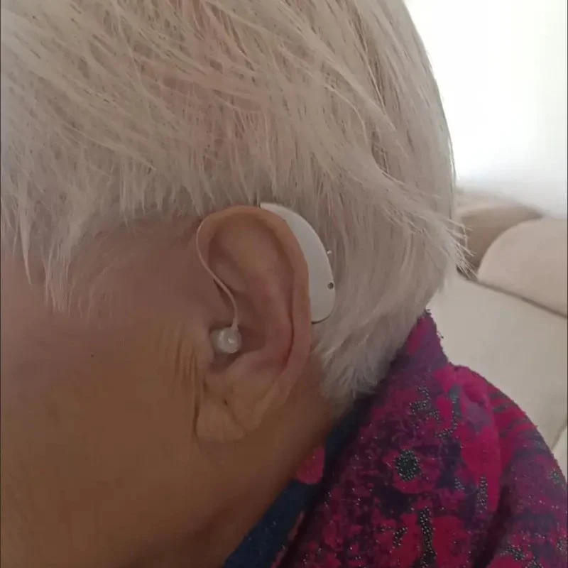 TruHear customer wearing hearing aid